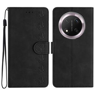 For Honor X9C Seven Butterflies Embossed Leather Phone Case(Black)