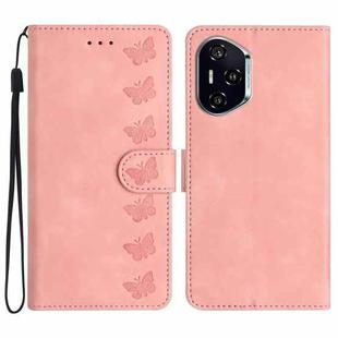 For Honor 400 Global 156.5mm Seven Butterflies Embossed Leather Phone Case(Pink)