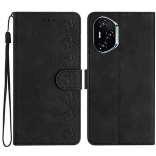 For Honor 400 Global 156.5mm Seven Butterflies Embossed Leather Phone Case(Black)