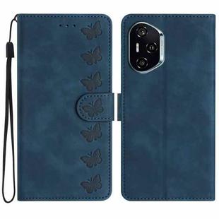 For Honor 400 Global 156.5mm Seven Butterflies Embossed Leather Phone Case(Blue)