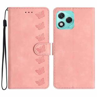 For Honor 400 Lite Global Seven Butterflies Embossed Leather Phone Case(Pink)