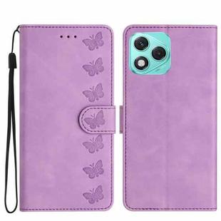 For Honor 400 Lite Global Seven Butterflies Embossed Leather Phone Case(Purple)