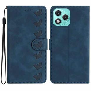 For Honor 400 Lite Global Seven Butterflies Embossed Leather Phone Case(Blue)