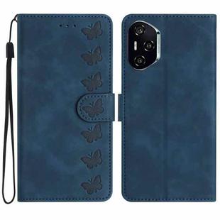 For Honor 400 Pro Global 160.8mm Seven Butterflies Embossed Leather Phone Case(Blue)