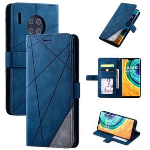 For Huawei Mate 30 Pro Skin Feel Splicing Horizontal Flip Leather Case with Holder & Card Slots & Wallet & Photo Frame(Blue)