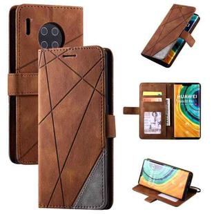 For Huawei Mate 30 Pro Skin Feel Splicing Horizontal Flip Leather Case with Holder & Card Slots & Wallet & Photo Frame(Brown)