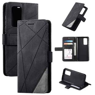 For Huawei P40 Skin Feel Splicing Horizontal Flip Leather Case with Holder & Card Slots & Wallet & Photo Frame(Black)