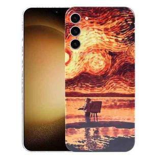 For Samsung Galaxy S23+ 5G Precise Hole Oil Painting Pattern PC Phone Case(Sunset)