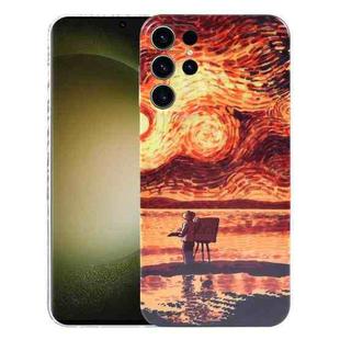 For Samsung Galaxy S23 Ultra 5G Precise Hole Oil Painting Pattern PC Phone Case(Sunset)