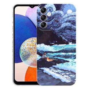 For Samsung Galaxy A14 5G Precise Hole Oil Painting Pattern PC Phone Case(Sea Wave)