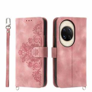 For Huawei nova 14 Ultra Skin Feel Flowers Embossed Wallet Leather Phone Case(Pink)