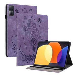 For Xiaomi Redmi Pad 10.61 Butterfly Rose Embossed Leather Tablet Case(Purple)