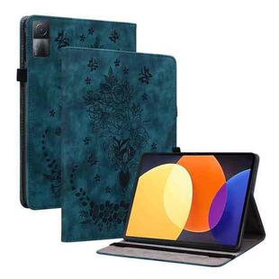 For Xiaomi Redmi Pad 10.61 Butterfly Rose Embossed Leather Tablet Case(Dark Blue)