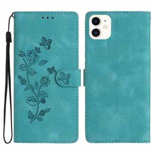 For iPhone 11 Flower Embossing Pattern Leather Phone Case(Sky Blue)