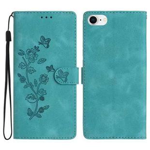 For iPhone SE 2022/2020 / 8 / 7 / 6 Flower Embossing Pattern Leather Phone Case(Sky Blue)