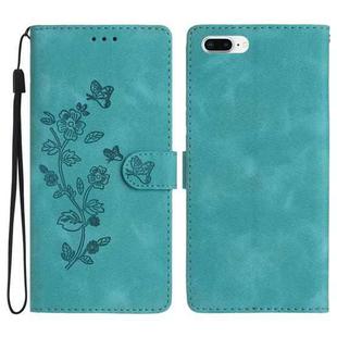For iPhone 8 Plus / 7 Plus / 6 Plus Flower Butterfly Embossing Pattern Leather Phone Case(Sky Blue)