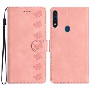 For Motorola Moto E 2020 Seven Butterflies Embossed Leather Phone Case(Pink)