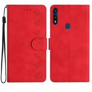 For Motorola Moto E 2020 Seven Butterflies Embossed Leather Phone Case(Red)
