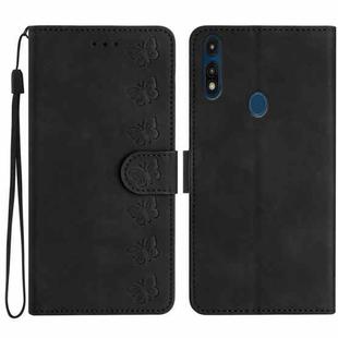 For Motorola Moto E 2020 Seven Butterflies Embossed Leather Phone Case(Black)
