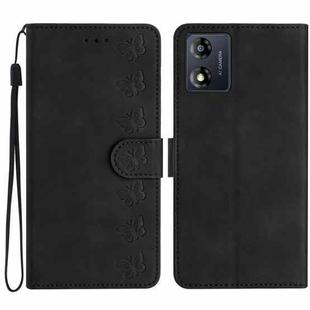 For Motorola Moto E13 Seven Butterflies Embossed Leather Phone Case(Black)