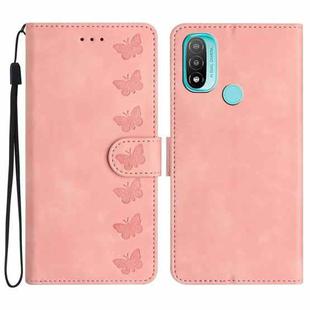 For Motorola Moto E20 Seven Butterflies Embossed Leather Phone Case(Pink)