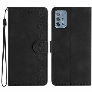 For Motorola Moto G10 Seven Butterflies Embossed Leather Phone Case(Black)