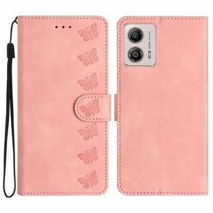 For Motorola Moto G13 Seven Butterflies Embossed Leather Phone Case(Pink)