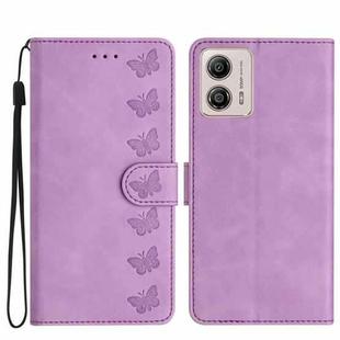 For Motorola Moto G13 Seven Butterflies Embossed Leather Phone Case(Purple)