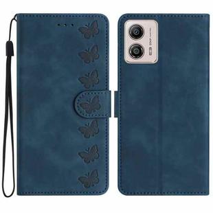 For Motorola Moto G13 Seven Butterflies Embossed Leather Phone Case(Blue)