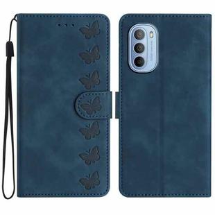 For Motorola Moto G31 Seven Butterflies Embossed Leather Phone Case(Blue)