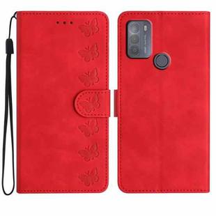 For Motorola Moto G50 Seven Butterflies Embossed Leather Phone Case(Red)