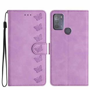 For Motorola Moto G50 Seven Butterflies Embossed Leather Phone Case(Purple)