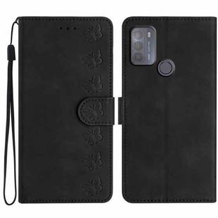 For Motorola Moto G50 Seven Butterflies Embossed Leather Phone Case(Black)