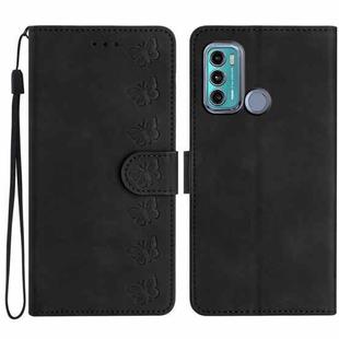 For Motorola Moto G60 Seven Butterflies Embossed Leather Phone Case(Black)