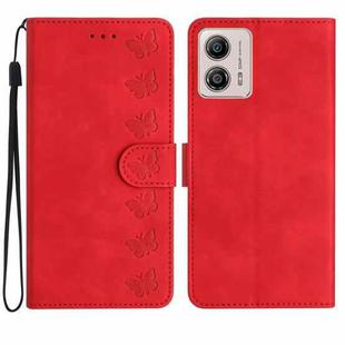 For Motorola Moto G73 Seven Butterflies Embossed Leather Phone Case(Red)