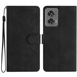 For Motorola Edge 50 Fusion Seven Butterflies Embossed Leather Phone Case(Black)