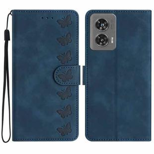 For Motorola Edge 50 Fusion Seven Butterflies Embossed Leather Phone Case(Blue)