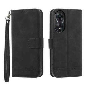 For OPPO A78 5G Global/A58x Global/A1x 5G Dierfeng Dream Line TPU + PU Leather Phone Case(Black)