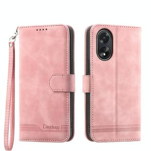 For OPPO A38 4G Dierfeng Dream Line TPU + PU Leather Phone Case(Pink)