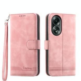 For OPPO A58 4G Dierfeng Dream Line TPU + PU Leather Phone Case(Pink)