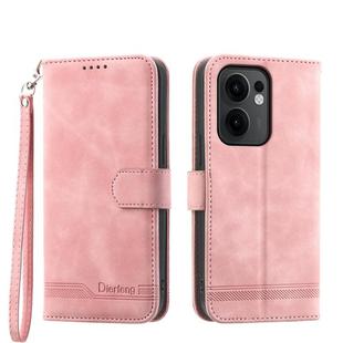 For OPPO Reno13 F 4G / 5G Dierfeng Dream Line TPU Hybrid PU Leather Phone Case(Pink)