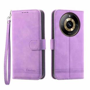 For Realme 11 Pro 5G/11 Pro+ 5G Dierfeng Dream Line TPU + PU Leather Phone Case(Purple)