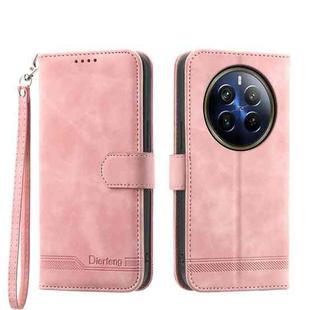 For Realme 12 Pro+ Dierfeng Dream Line TPU + PU Leather Phone Case(Pink)