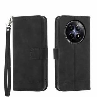 For Realme 12 5G Dierfeng Dream Line TPU + PU Leather Phone Case(Black)