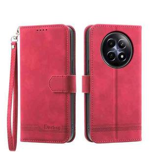 For Realme 12 5G Dierfeng Dream Line TPU + PU Leather Phone Case(Red)