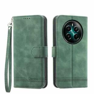 For Realme 12+ Dierfeng Dream Line TPU + PU Leather Phone Case(Green)