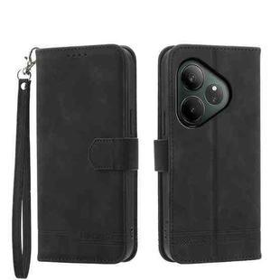 For Realme GT 6 Global Dierfeng Dream Line TPU + PU Leather Phone Case(Black)