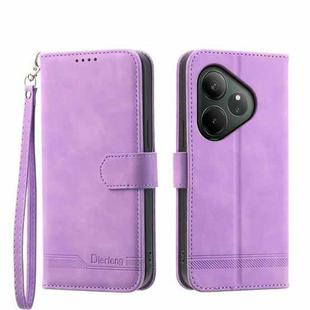 For Realme GT 6 Global Dierfeng Dream Line TPU + PU Leather Phone Case(Purple)