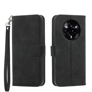 For Realme 14 Pro+ Dierfeng Dream Line TPU Hybrid PU Leather Phone Case(Black)