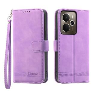 For Realme 14 / Realme P3 5G Dierfeng Dream Line TPU Hybrid PU Leather Phone Case(Purple)